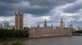 View of London with the Houses of Parliament overlooking the River Thames. Royalty Free Stock Photo