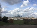 View of the London skyline as seen from Greenwich Park Royalty Free Stock Photo