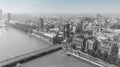 London, England, August 27th, 2019: view of London with Westminster Bridge, Palace of Westminster and Big Ben being renovated in Royalty Free Stock Photo