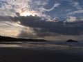 View of Long Beach in the morning near Tofino, Pacific Rim National Park on Vancouver Island, Canada with dramatic sky. Royalty Free Stock Photo