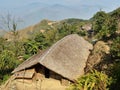 Typical tribal Konyak hut in Nagaland, India