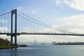 View of Long Island Sound between the boroughs of Queens and the Bronx with The Whitestone and Throgs Neck Bridges.