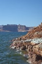 The long rocky lake powell waters edge Royalty Free Stock Photo