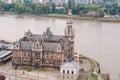 view of the Loodsgebouw from the aan de Stroom MAS Museum along the Scheldt river in the Eylandier district of Antwerp, Belgium Royalty Free Stock Photo