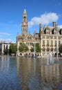 Mirror Pool, fountains and Bradford City Hall