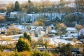 Elevated view looking across Georgian Bradford on Avon in the snow Wiltshire, UK Royalty Free Stock Photo