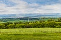 A view looking down from the Cairnpapple Hill burial site in Scotland Royalty Free Stock Photo