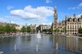 Mirror Pool, fountains and Bradford City Hall