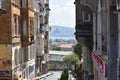 View down old street to river