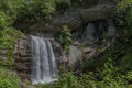 View of Looking Glass Falls surrounded by green vegetation. North Carolina, USA. Royalty Free Stock Photo