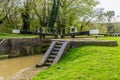 A view looking up at the Aylestone Mill lock on the Grand Union Canal in Aylestone Meadows, Leicester, UK