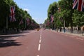 A view looking up the Mall towards Buckingham Palace