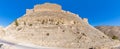 A view looking up at the ruins of the crusader castle and surrounding countryside in Shobak, Jordan Royalty Free Stock Photo