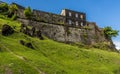 A view looking up to the ruins of Fort St George in Grenada Royalty Free Stock Photo