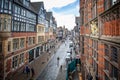 View looking west along Eastgate Street from the Eastgate Clock in Chester, Cheshire, UK