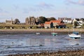 Holy Island, Lindisfarne Priory ruins and village Royalty Free Stock Photo