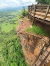 View from the lookout point of Pedra do ÃÂndio, from top to bottom of the rocky mountain and the forest. Royalty Free Stock Photo