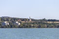 View of the Lookout tower of Balatonfoldvar from the lake Balaton