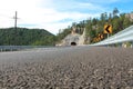 View looks down the tunnel