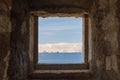 View from a loopholes of Nehaj fortress on the coast of the island of Krk Royalty Free Stock Photo