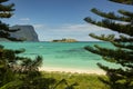 Lord Howe Island beach with pristine turquise water and coral reefs Tasman Sea