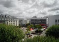 A view of Lorient city with cafes and houses