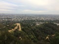 View of the Los Angeles skyline from Griffith Observatory, in Griffith Park, Los Angeles, California Royalty Free Stock Photo