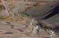 View of the Los Caracoles, a road that passes through the Andes mountain range in the Route 60 in Chile. Royalty Free Stock Photo