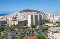 View of Los Cristianos city with mountains. Tenerife. Canary Islands. Spain