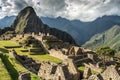 View of the Lost Incan City of Machu Picchu near Cusco, Peru. Machu Picchu is a Peruvian Historical Sanctuary Royalty Free Stock Photo