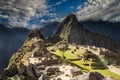 View of the Lost Incan City of Machu Picchu near Cusco, Peru. Machu Picchu is a Peruvian Historical Sanctuary Royalty Free Stock Photo