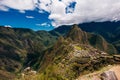 View of the Lost Incan City of Machu Picchu near Cusco, Peru Royalty Free Stock Photo