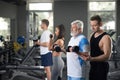 View of lot of people on daily training in gym. Royalty Free Stock Photo