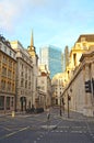View of Lothbury Street in London Banking District