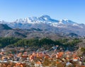 View of Lovcen mountain and Cetinje city. Montenegro.