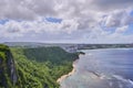 View of Lover`s point cliff and Tumon Bay from the Lover`s Point at Guam, USA Royalty Free Stock Photo