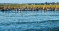 View during low tide to the port of Rantum in the Wadden Sea of the island Sylt, Germany