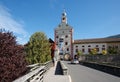 View of the lower city gate and bridge over the Malta river. Gmuend in Kaernten, Austria Royalty Free Stock Photo