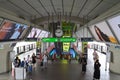 View of the lower interchange level at Siam BTS Station, Bangkok, which allows transfers between trains to Bang Wa and Kheha