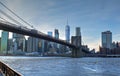 View of Lower Manhattan, East River and Brooklyn Bridge Royalty Free Stock Photo