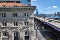 View of Lower Manhattan with the FDR Drive, the East River and the Brooklyn Bridge Royalty Free Stock Photo