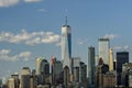 View of the lower Manhattan from Ferry sail toward Staten Island Royalty Free Stock Photo