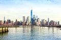 View of Lower Manhattan from Jersey City at sunset, New York City, United States Royalty Free Stock Photo