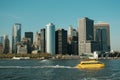 View of Lower Manhattan from the Staten Island Ferry, Staten Island, New York Royalty Free Stock Photo