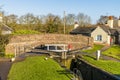 A view of the lowest lock at Foxton on the Grand Union canal, UK Royalty Free Stock Photo