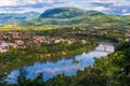View of Luang Prabang and Nam Khan river in Laos with beautiful Royalty Free Stock Photo