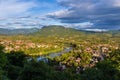 View of Luang Prabang and Nam Khan river in Laos with beautiful Royalty Free Stock Photo