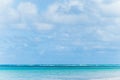 View from Luquillo beach in tropical Puerto Rico and white puffy clouds