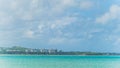 View from Luquillo beach in tropical Puerto Rico and white puffy clouds