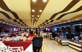 View of luxurious superyacht Dining Room Dubai Marina UAE